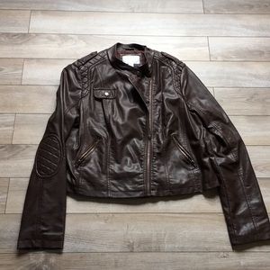 Faux Leather Jacket Brown (Junior's XL)